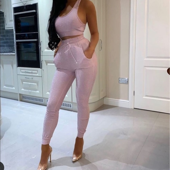 Pants - Two Piece Sparkly Set Boutique New Pink SML